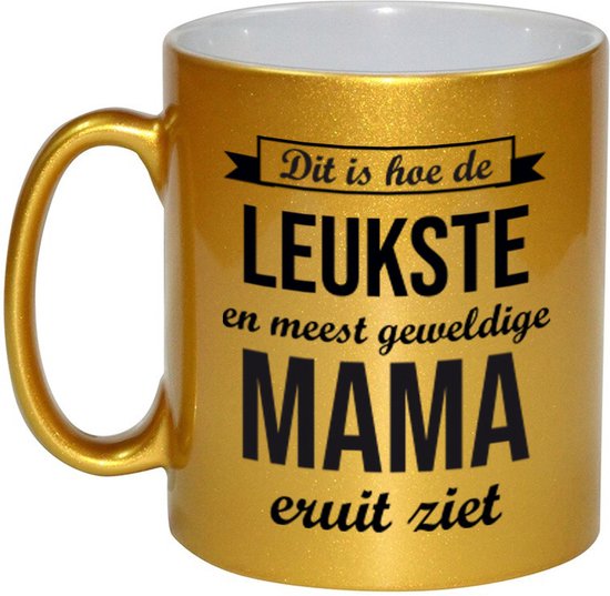 Meest geweldige mama eruitziet - cadeau koffiemok - theebeker - goud kleurig - 330 ml - verjaardag / Moederdag - cadeau tekstmokken