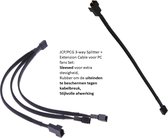 JCP/PCG Wingey - PWM 4-pin Extension Cable (27cm) + PWM 4-pin 3-way Splitter (27cm) Set - Sleeved - Voor PC Fans -