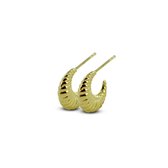 Silventi 9SIL-21612 Zilveren Halve oorringen - 13 x 4,3 mm - Aflopend - Ribbel - Zilver - Gold Plated (Verguld/Goud op Zilver)