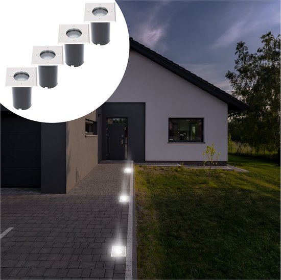 Spots à enterrer LED Proventa Heavy Duty IP67 - Carrés - 4 x spots  encastrables jardin... | bol.com