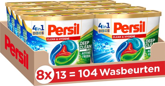 Persil 4in1 Discs Clean & Hygiene Wascapsules - Wasmiddel Capsules - Voordeelverpakking - 8 x 13 wasbeurten