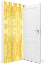 3x stuks folie deurgordijn goud 200 x 100 cm - Feestartikelen/versiering - Tinsel deur gordijn