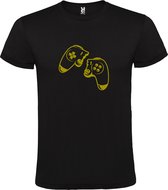 Zwart T-Shirt met “ Gebroken Game controller “ logo Goud Size S