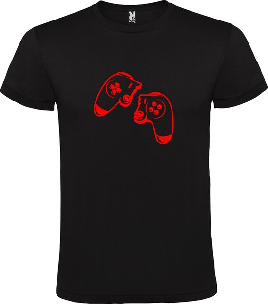 Zwart T-Shirt met “ Gebroken Game controller “ logo Rood