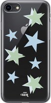 Green Stars - iPhone Transparant Case - Doorzichtig hoesje geschikt voor iPhone SE 2022 / SE 2020 / 8 / 7 hoesje - Ster design sterren - Transparant