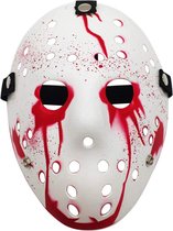 TECQX Jason Voorhees Hockey Masker - Halloween Masker - Horror Film Friday The 13th - Cosplay Masker - Verkleedmasker - Wit met Rood Bloed
