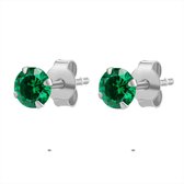 Twice As Nice Oorbellen in zilver, groen zirkonia, 5 mm