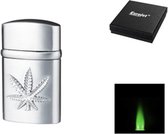 Eurojet Wiet Blad / Cannabis Chrome Green Jet Flame / Storm aansteker met geschenkverpakking.