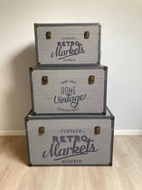 Vintage design decoratiekoffers x3 3 stuks