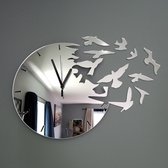 Belanian - Klokken - Wandklokken - Spiegel wandklok 54cm paradijsvogels moderne klok cadeau wanddecoratie wand decor grote wandklok home kunst cadeau