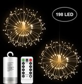 LED hanging light Set van 2 | Led vuurwerk licht x2| kerstversiering licht | 396 led |Led Verlichting op batterij - Starburst - Vuurwerk Effect - Buiten Verlichting - 8 Verschillende Licht Ef