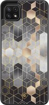 Samsung A22 5G hoesje - Grey cubes | Samsung Galaxy A22 5G case | Hardcase backcover zwart