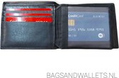 Bagsandwallets.nl - Heren Portemonnee - Billfold - Laag Model - 7 Pasjes - Leder - Zwart
