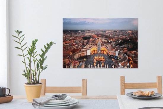 Place Saint - Pierre de Rome en toile 80x60 cm - Impression photo sur toile peinture Décoration murale salon / chambre à coucher) / Villes Peintures Toile