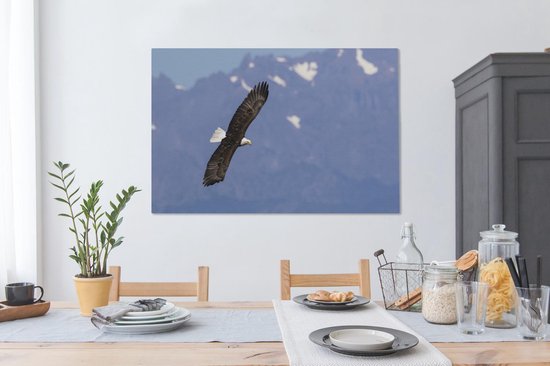 Aigle devant les montagnes Toile 120x80 cm - Tirage photo sur toile (Décoration murale salon / chambre) / Peintures sur toile Animaux