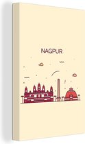 Canvas Schilderij India - Skyline - Nagpur - 40x60 cm - Wanddecoratie