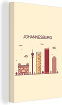 Canvas Schilderij Johannesburg - Skyline - Zuid-Afrika - 80x120 cm - Wanddecoratie