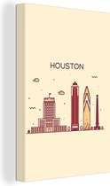 Illustration skyline 'Houston' sur fond marron clair 60x90 cm - Tirage photo sur toile (Décoration murale salon / chambre)