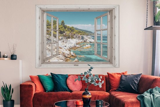 Toile Peinture See Through - Plage - Mer - 160x120 cm - Décoration murale XXL