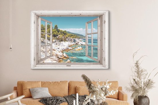 Toile Peinture See Through - Plage - Mer - 160x120 cm - Décoration murale XXL