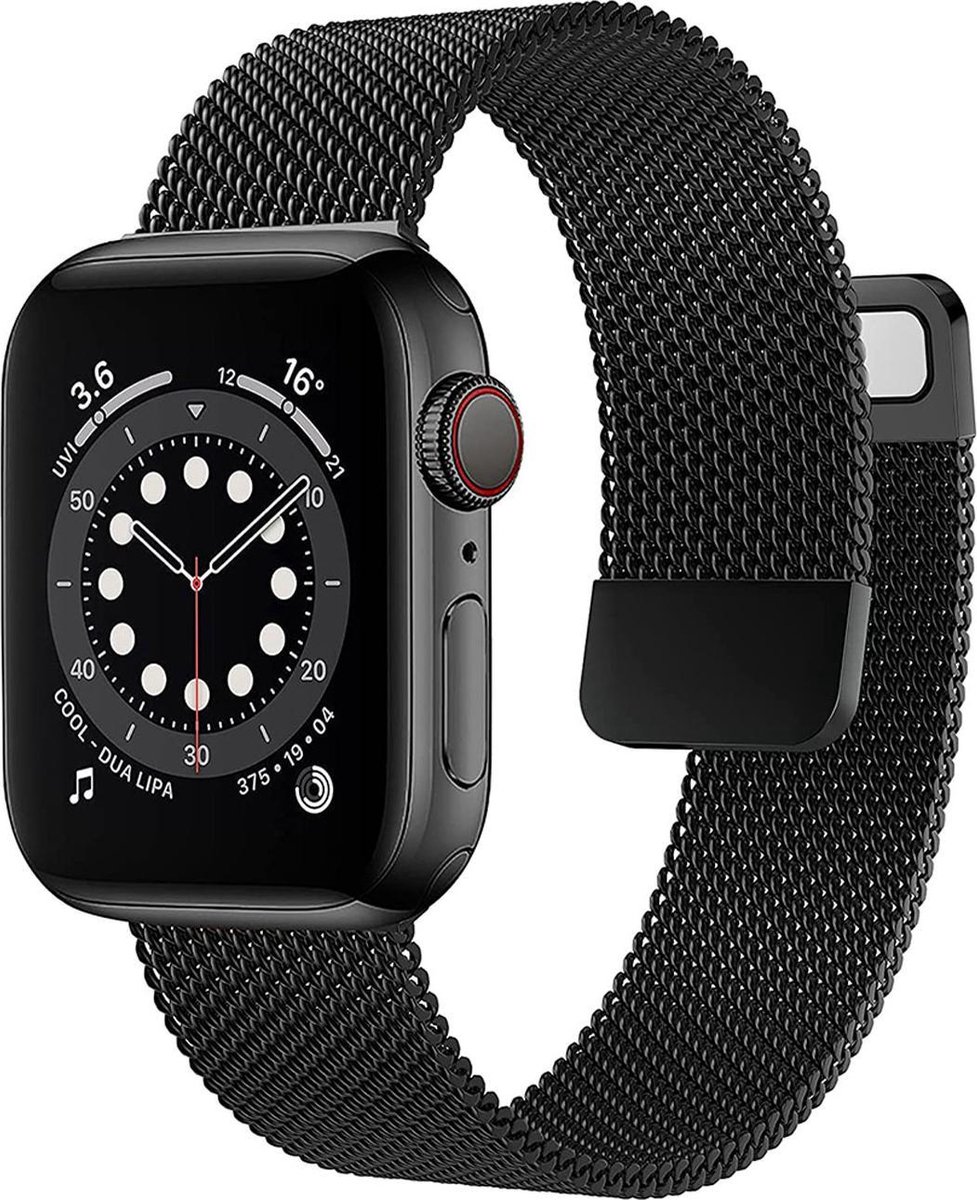 Milanees Bandje Geschikt voor Apple Watch 3 38mm - Zwart Bandje