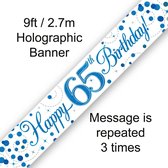 Bannière Happy 65 Anniversaire Blue Holographique