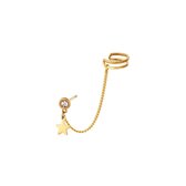 Earcuff met Oorknopje - Oormanchet Ster - Yehwang - Goudkleurig - Stainless Steel - Zirkonia