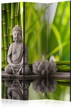 Vouwscherm - Boeddha, Meditatie  135x172cm gemonteerd geleverd, dubbelzijdig geprint (kamerscherm)