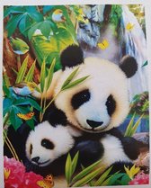 Diamond painting Reuze panda's, 40 x 50 cm, ronde steentjes, Partail painting