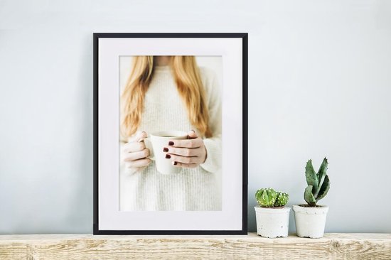 Cadre photo avec affiche - Café - Hiver - Pull - 30x40 cm - Cadre pour affiche