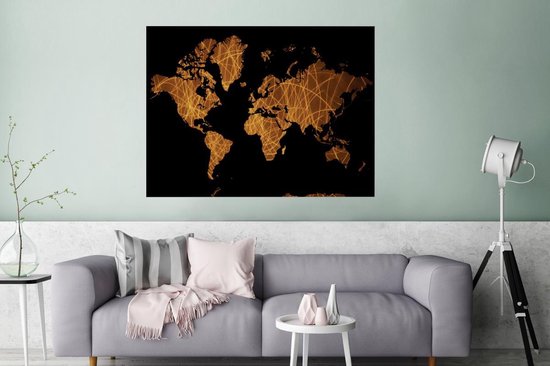 Décoration murale - Carte du Wereldkaart - Abstrait - Marron - 120x90 cm - Affiche