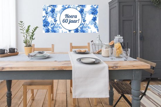 Affiche Anniversaire - 60 Ans - Blauw - Wit - 120x60 cm