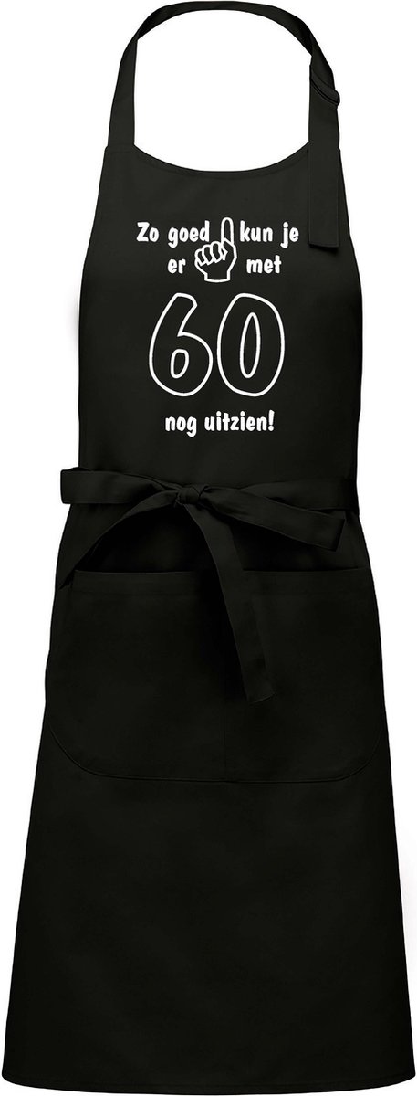 Mijncadeautje - Keukenschort - BBQ schort - Zo goed kun je er uitzien met 60 jaar - zwart