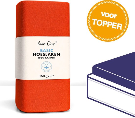 Loom One Hoeslaken Topper - 100% Jersey Katoen - tot matrasdikte- 160 g/m²