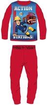 Brandweerman Sam fleece pyjama - maat 128 - Fireman Sam pyama - rood