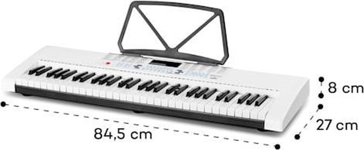 Schubert 255 Piano électrique USB clavier 61 touches lumineuses écran LCD