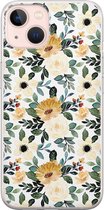 iPhone 13 hoesje siliconen - Lovely flowers - Soft Case Telefoonhoesje - Bloemen - Transparant, Geel