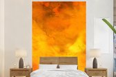 Behang - Fotobehang Waterverf - Abstract - Oranje - Breedte 155 cm x hoogte 240 cm
