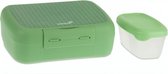 broodtrommel met fruitbox 21 x 15 x 7 cm groen