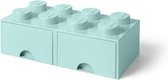 opbergsteen met lades 8 noppen 50 x 18 cm PP turquoise