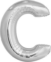 letterballon C folie 86 cm zilver