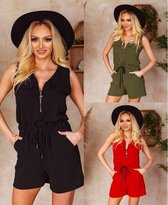 Just me playsuit zwart met rits en aanrijgkoord one size