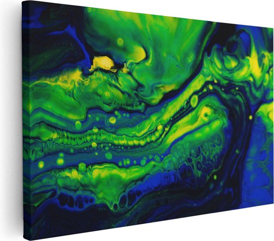 Artaza - Peinture sur toile - Art abstrait Blauw avec vert - 120 x 80 - Groot - Photo sur toile - Impression sur toile