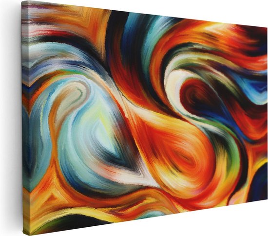 Artaza Canvas Schilderij Abstracte Kunst van Kleurrijke Verf - 120x80 - Groot - Foto Op Canvas - Wanddecoratie Woonkamer