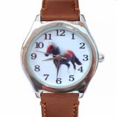 Horloge-Bruin-Paard-Leer Bandje-2.5 cm-Extra Batterij- Smalle Pols-Charme Bijoux