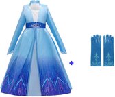 Prinsessenjurk meisje - Elsa jurk - Elsa verkleedkleding - Het Betere Merk - Carnavalskleding kinderen - Prinsessen Verkleedkleding - 92/98 (100) - Handschoenen - Cadeau meisje - P