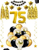 75 jaar verjaardag feest pakket Versiering Ballonnen voor feest 75 jaar. Ballonnen slingers sterren opblaasbare cijfers 75