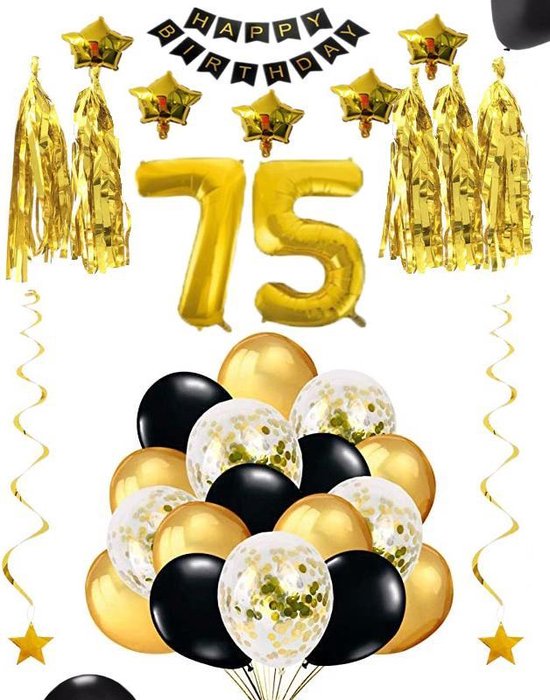 75 jaar verjaardag feest pakket Versiering Ballonnen voor feest 75 jaar.  Ballonnen... | bol.com
