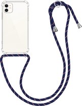 kwmobile telefoonhoesje compatibel met Apple iPhone 11 - Hoesje met koord - Back cover in transparant / donkerblauw / rood