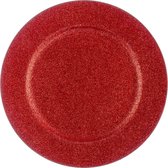 Assiette décorative - Assiette de présentation - Rouge à paillettes - diamètre 33 cm - 2 pièces